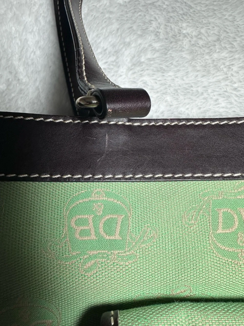 Dooney & Bourke Vintage Canvas Tote Bag Matching Coin Purse Set green/brown
